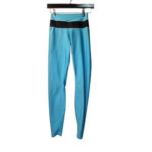 ALO Yoga High Waist Fitness Legging in‎ Blue Splash and Black Logo Band Size S